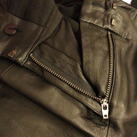 DKNYC Gauchos Buttery LAMB LEATHER Size 10 Black Crop Pants Wide Leg Modern Glam - Picture 6 of 12